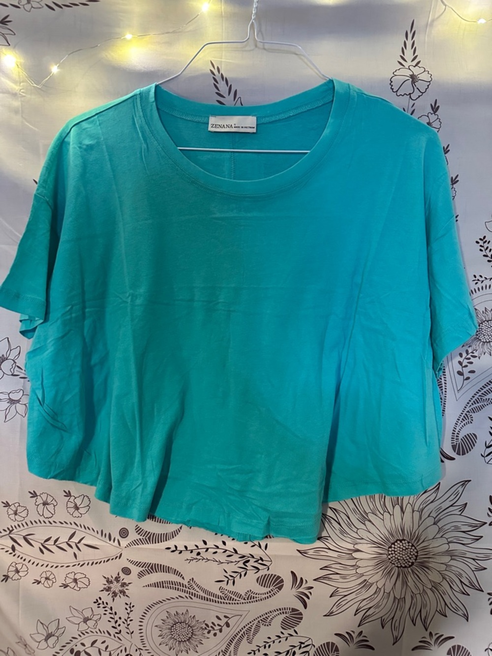 Zenana Outfitters Teal Relaxed Crop Tee